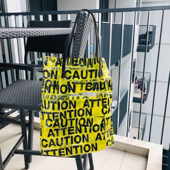 NWT PVC Simeon Farrar Caution Tote - Picture 2 of 3